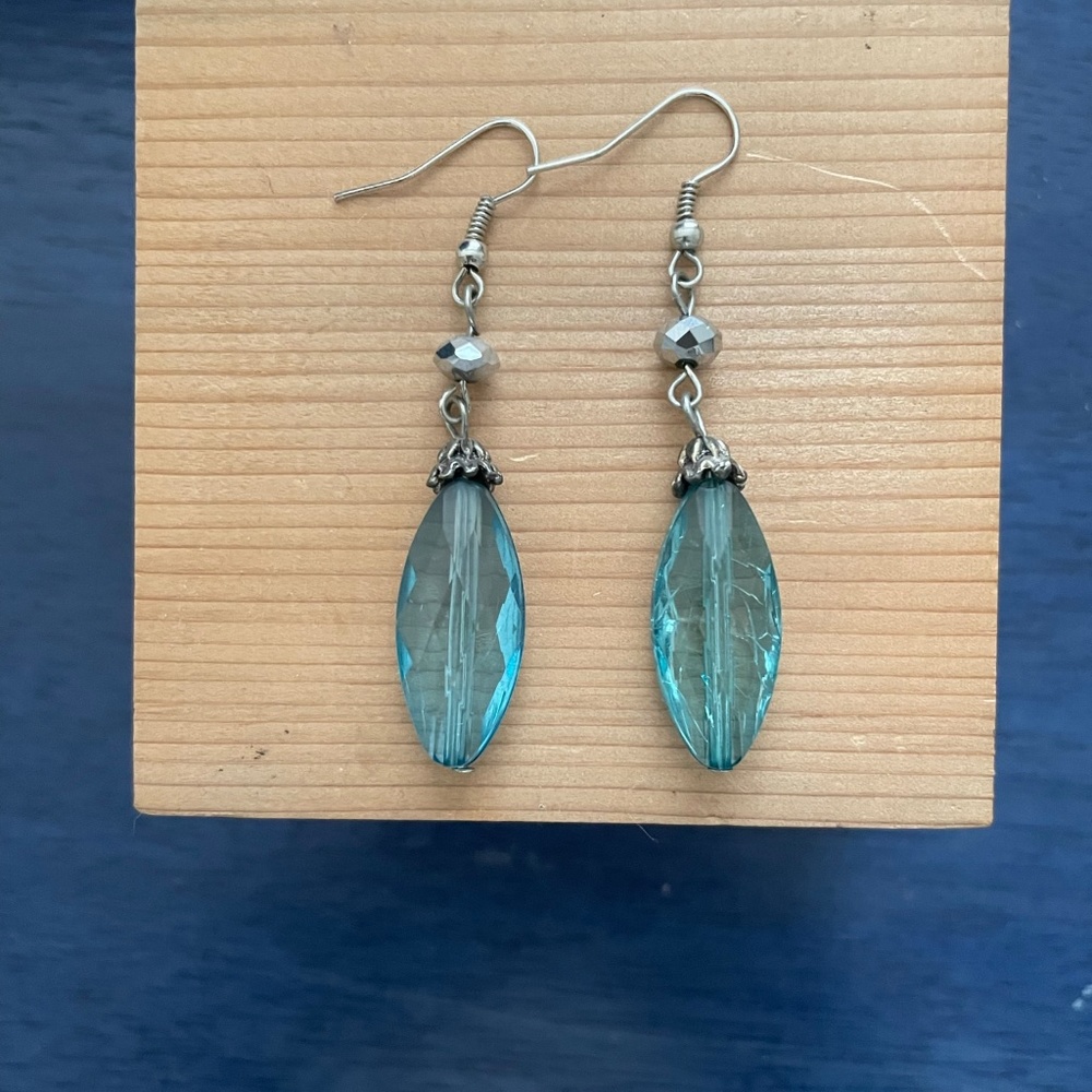 Faceted blue glass earrings